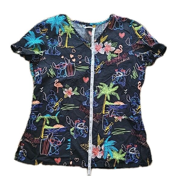 Disney Medical “Tropical Paradise” Lilo & Stitch V-Neck Scrub Top Size XS - Picture 5 of 9
